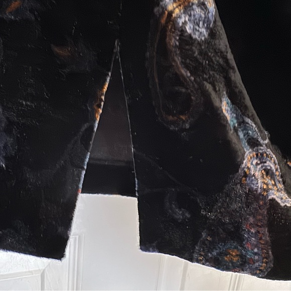ZARA Velvet Paisley Mini Dress Black Long Sleeve Open Back | Size XL (Fits L) - Picture 7 of 7